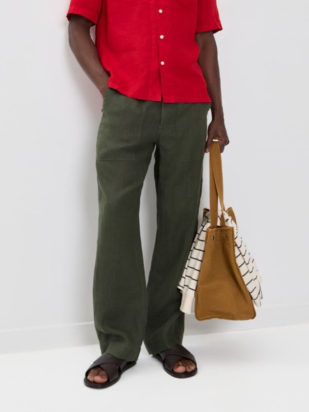 Alex Mill Garment Dyed Linen Field Pants Size S Dark Olive